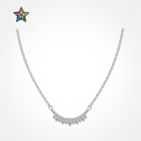 wholesale S925 Sterling Silver New Japanese and Korean Women's Necklace, Exquisite High-End Zircon Arrangement Design, Small and Luxurious Collarbone Chain for Women-DY190917-SG-WH 925 silver