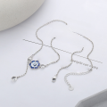 wholesale S925 Sterling Silver Droplet Glaze Small Flower Pendant Tassel Necklace, Fresh and Sweet Pastoral Style Collarbone Chain-0-3