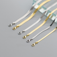 wholesale 925 Sterling Silver Flat Snake Bone Blade Chain Collarbone Necklace Ins Light Luxury Bare Chain Choker Snake Chain Y00334-Y00334 1.8mm 39+5cm Silver