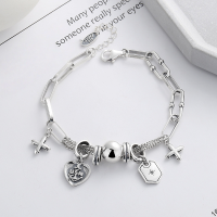 wholesale S925 sterling silver heavy-duty multi-element cross bracelet, trendy and stylish hip-hop fashion accessory for women-204S/approx. 13.5g>925 silver