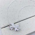 wholesale Sterling Silver Large Bow Knot Necklace Fashion Minimalist Niche Design High-end Sense Collarbone Chain Jewelry-0-2