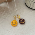 wholesale S925 sterling silver smiley enamel pendant necklace, minimalist luxury design, versatile sweater chain-0-4