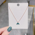 wholesale S925 Sterling Silver Blue Enamel Handmade Drip Glaze Mermaid Tail Creative and Cute Fish Tail Necklace Personalized Design-0-6