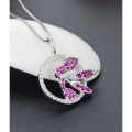 wholesale S925 Sterling Silver Purple Zircon Flower Pendant Women'sIns Style Silver Pendant Unique Design Silver Collarbone Necklace-0-1