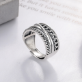 wholesale S925 Sterling Silver Heavy Work Geometric Twisted Ring Adjustable Index Finger Ring Live Stream Supply-0-1
