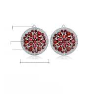 wholesale S925 Sterling Silver Natural Gemstone Ear Studs European and American Light Luxury Ruby Inlaid Crystal Earrings Wholesale-Garnet Earrings 925 Silver