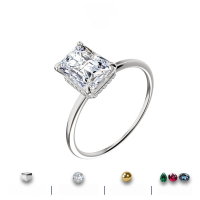 wholesale S925 Sterling Silver Cross-Border 2-Carat Radiant-Cut Square Moissanite Women's Ring Jewelry High-End Accessories-Red Radiant (Silver)  US size 6