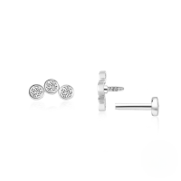 wholesale S925 Silver Zircon-studded 16g Flat Threaded Cartilage Ear Piercing-Single platinum #4