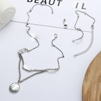 wholesale S925 Sterling Silver Women's Vintage Fashionable Personalized Initial Letter Pendant Necklace, Korean Style Collarbone Chain-YL133/approx. 7.7g 925 silver