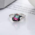 wholesale S925 sterling silver gradient glass stone color-blocking open ring Korean trendy fashion commuting lightweight luxury style ring-0-2