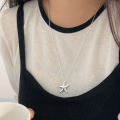 wholesale S925 Sterling Silver Minimalist Starfish Pendant Necklace for Women, Korean Style Bohemian Ins Fashion Choker, New Arrival-0-2