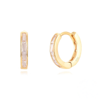 wholesale Metal S925 Silver Square Colored Zircon Ear Cuff,-Gold--White Diamond 925 Silver