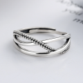 wholesale S925 Sterling Silver Korean Dongdaemun Retro Style Knot/Multi-Layer Cross Wrap Adjustable Ring for Women-0-2