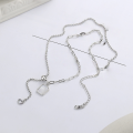 wholesale S925 Sterling Silver Trendy Ins-style Mosaic White Mother-of-Pearl Round Pendant Letter Tassel Necklace Women's Collarbone Chain-0-3