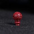 wholesale Metal material natural cinnabar Tibetan-style integrated three-hole carved purple clay round bead key pattern Buddha head and pagoda DIY bracelet accessory-0-14