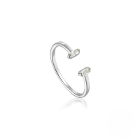 wholesale S925 Sterling Silver Rectangular Zirconia Women's Open Ring Geometric Square Zircon Ring, Hot-selling European And American Style-White gold Adjustable opening