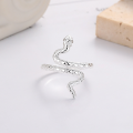 wholesale S925 Sterling Silver Ethereal Snake Ring for Women, Heavy Craftsmanship Light Luxury Adjustable Index Finger Ring with a High-End Feel-0-3