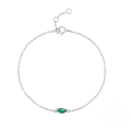 wholesale S925 Sterling Silver Four-prong Green Zircon Bracelet, Minimalist And Unique For Women-0-1