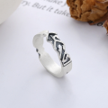 wholesale S925 Sterling Silver Vintage Antique Matte Finish Classic Chinese Lucky Draw-Inspired Adjustable Ring-0-1