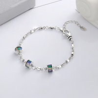 wholesale S925 Sterling Silver Korean-style Square Zirconia Patchwork Block Chain Trendy Fashion Exquisite Bracelet-YS159M/approx. 8.5g 925 silver