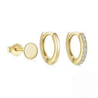 wholesale 925 Sterling Silver Minimalist Geometric Butterfly Stud Hoop Earrings Set, Hot-selling Ins Earrings For Women-3-piece set - Gold #6 925 silver