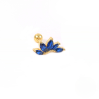 wholesale S925 Sterling Silver。-Gold-Single-Blue Diamond