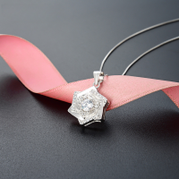 wholesale S925 Silver Diamond Pendant, Hexagram Necklace, Dainty Collarbone Chain for Women-Single Pendant - Without Chain 925 Silver