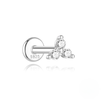 wholesale S925 Silver Four-prong Moissanite Flat Head Threaded Cartilage Earring, Popular In Europe And America-Single platinum #3 (pole 1.2*6)