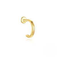 wholesale S925 Silver Micro-set Zircon Flat Spiral Cartilage Earring, Minimalist-Single gold-9MM#2