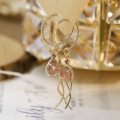 wholesale S925 Sterling Silver Gold-Plated Natural Strawberry Quartz Three-Piece Set Earrings, Elegant and Graceful Long Drop Earrings-0-2