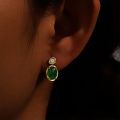 wholesale 925 Sterling Silver New Classic Luxury Zircon-encrusted Emerald Stud Earrings,。-0-3