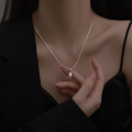 wholesale S925 silver knot minimalist freshwater pearl necklace for women, versatile and luxurious with a sophisticated sense, a youthful collarbone chain, a hidden gem of the sea-0-0