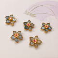 wholesale S925 gold-plated silver accessories with natural tourmaline, aquamarine, blue moonstone, sunstone, jade, moonstone, and southern red agate five-petal flowers for DIY-0-7