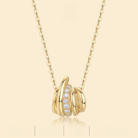 wholesale S925 Silver Golden Fashionable Light Luxury Necklace Layered High-End Sense European and American Best-Selling Moissanite Collarbone Chain Does Not Fade-Moissanite 1.7mm