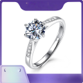 wholesale 1 Carat D Color Moissanite Ring for Women, Unique Design Classic Six-Prong Engagement Ring, Sterling Silver Jewelry-0-0