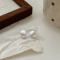 wholesale S925 Sterling Silver Brushed Silver Bean Stud Earrings for Women, Small and Fashionable, Minimalist Style, Light Luxury, High-End Trendy Ear Accessories-0-4