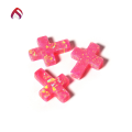 wholesale Metal Opal Cross Double-Sided Fire Iridescent Opal Polymer Cultivated Synthetic Opal Gemstone-0-3