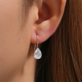 wholesale S925 Sterling Silver minimalist waterdrop single diamond versatile ear hook earrings, elegant and unique-0-2