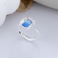 wholesale S925 Sterling Silver Gradient Rhine Blue Zircon Irregular Open Ring Trendy Elegant Luxury Style Index Finger Ring-0-0