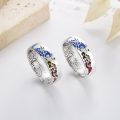 wholesale S925 Sterling Silver Retro Artistic National Tide Enamel Auspicious Clouds Koi Fish "Year After Year Abundance" Implied Meaning Unisex Ring-0-0