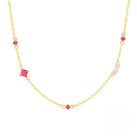 wholesale S925 Sterling Silver, An Ins Creative And Versatile Mini Collarbone Necklace, Tiktok Style, With Delicate Zircon Accents-Gold-Rose Red Diamond