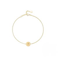 wholesale S925 Sterling Silver Engraved Round Tag 26 Letters Charm Bracelet For Women Daily Wear-Gold-F 925 silver