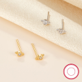 wholesale S925 Sterling Silver Cross-border Exclusive Minimalist Versatile Stud Earrings for Women with Zirconia Small and Delicate Ear Piercing Healing Earrings Wholesale-0-0