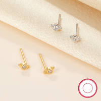 wholesale S925 Sterling Silver Cross-border Exclusive Minimalist Versatile Stud Earrings for Women with Zirconia Small and Delicate Ear Piercing Healing Earrings Wholesale-Platinum 925 Silver