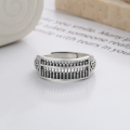 wholesale S925 Sterling Silver Coin Abacus Matte Craft Ring, Literary Vintage Ethnic Style National Trend Index Ring-0-1