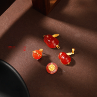 wholesale Sterling Silver Gold Plated Natural Red Agate Rabbit Charm Bracelet Necklace Strand DIY Handmade Jewelry Accessories-Agate Planet Globe