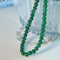 wholesale 18K Gold Natural A-Grade Jadeite Bead Strand Round Pearl Chain Rope Unisex High-End Sense High Icy Species Necklace Jewelry Accessory-0-2
