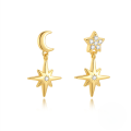 wholesale S925 Sterling Silver Classic Star And Moon Zircon Earrings, Versatile Butterfly And Teardrop Designs-0-7