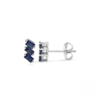 wholesale S925 Sterling Silver Earrings With Three Asymmetrical Rectangular Zirconia Inlays, Featuring A Retro European Style-Platinum-Blue Diamond 925 Silver