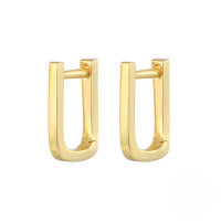wholesale S925 Sterling Silver U-shaped Smooth Hoop Ear Clasps, A Trendy Cross-border Hot-seller For Fashionistas With An Ins Style-Gold